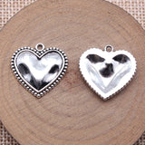 10pcs 21x21mm Antique Silver Color Heart Charms Pendant For DIY Jewelry Making Handmade Jewelry Craft Findings