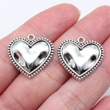 10pcs 21x21mm Antique Silver Color Heart Charms Pendant For DIY Jewelry Making Handmade Jewelry Craft Findings