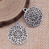 10pcs 21x21mm Antique Silver Color Hollow Flower Pattern Charms Pendant For DIY Jewelry Making Jewelry Craft Findings