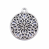 10pcs 21x21mm Antique Silver Color Hollow Flower Pattern Charms Pendant For DIY Jewelry Making Jewelry Craft Findings