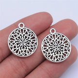 10pcs 21x21mm Antique Silver Color Hollow Flower Pattern Charms Pendant For DIY Jewelry Making Jewelry Craft Findings