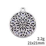 10pcs 21x21mm Antique Silver Color Hollow Flower Pattern Charms Pendant For DIY Jewelry Making Jewelry Craft Findings