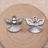 10pcs 21x23mm Antique Silver Color Heart Angel Charms Pendant For DIY Jewelry Making Handmade Jewelry Craft Findings