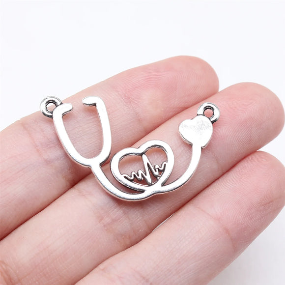 10pcs 21x35mm Antique Silver Color Stethoscope Charms Pendant For DIY Jewelry Making Handmade Jewelry Craft Findings