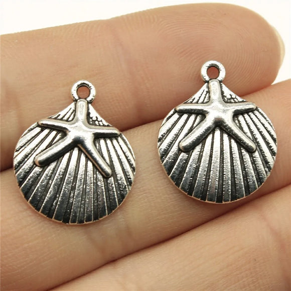10pcs 22x18mm 2 Colors Starfish And Shell Charms Pendant For DIY Jewelry Making Handmade Jewelry Craft Findings