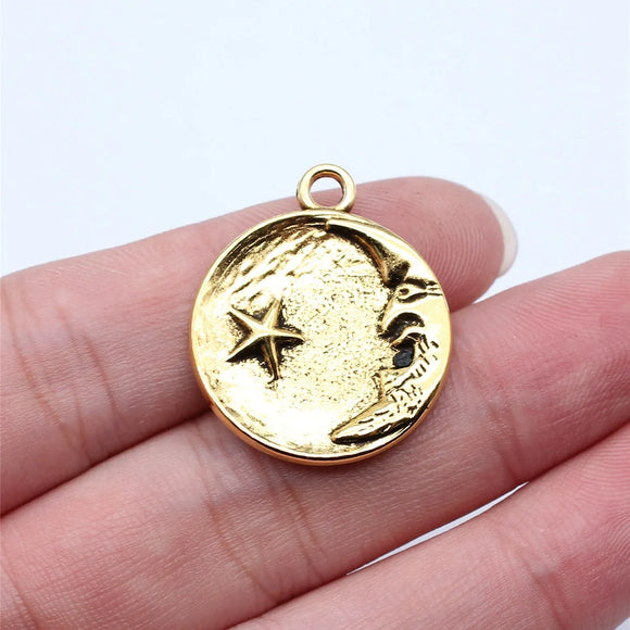 10pcs 23x27mm 3 Colors Moon Stars Charms Pendant For DIY Jewelry Making Handmade Jewelry Craft Findings