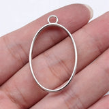 10pcs 23x39x3.6mm 3 Colors Hollow Geometric Glue Frame Series Elliptical Border Oval Frame For Jewelry Making Findings