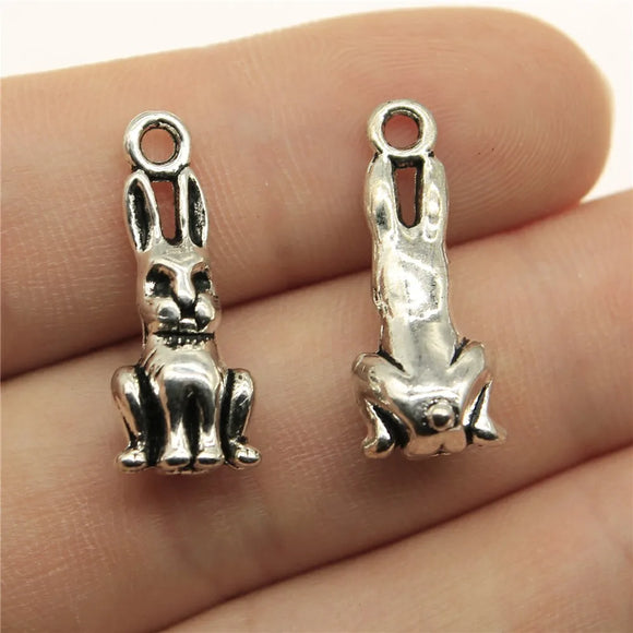 10pcs 24x10x8mm 2 Colors 3D Rabbit Charms Pendant For DIY Jewelry Making Handmade Jewelry Craft Findings h1131