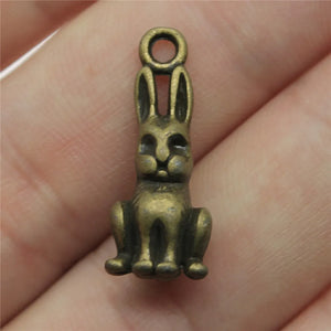 10pcs 24x10x8mm 2 Colors 3D Rabbit Charms Pendant For DIY Jewelry Making Handmade Jewelry Craft Findings h1131