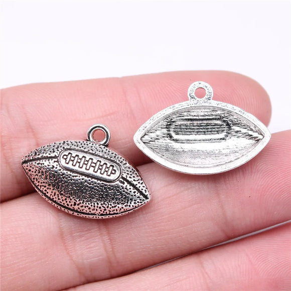 10pcs 24x17mm Antique Silver Color Football Charms Pendant For DIY Jewelry Making Handmade Jewelry Craft Findings