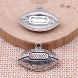 10pcs 24x17mm Antique Silver Color Football Charms Pendant For DIY Jewelry Making Handmade Jewelry Craft Findings