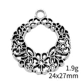 10pcs 24x27mm Antique Silver Color Flower Charms Pendant For DIY Jewelry Making Handmade Jewelry Craft Findings