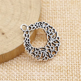 10pcs 24x27mm Antique Silver Color Flower Charms Pendant For DIY Jewelry Making Handmade Jewelry Craft Findings