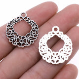 10pcs 24x27mm Antique Silver Color Flower Charms Pendant For DIY Jewelry Making Handmade Jewelry Craft Findings