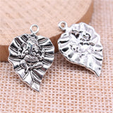 10pcs 25x17mm Antique Silver Color Leaf Elephant Charms Pendant For DIY Jewelry Making Handmade Jewelry Craft Findings