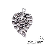 10pcs 25x17mm Antique Silver Color Leaf Elephant Charms Pendant For DIY Jewelry Making Handmade Jewelry Craft Findings