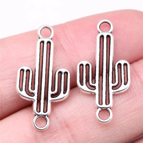 10pcs 26x13mm Antique Silver Color Cactus Connector Charms Pendant For DIY Jewelry Making Jewelry Craft Findings