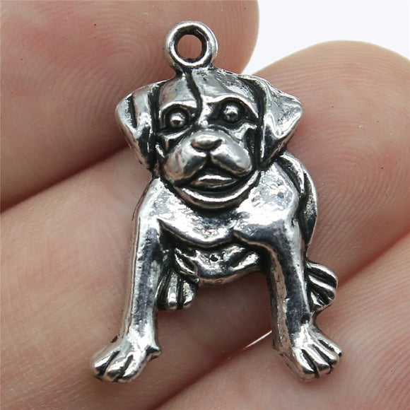 10pcs 26x18mm Antique Silver Color Dog Charms Pendant For DIY Jewelry Making Handmade Jewelry Craft Findings