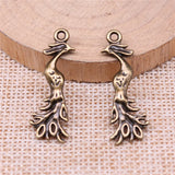 10pcs 31x11mm 2 Colors Peacock Phoenix Charms Pendant For DIY Jewelry Making Handmade Jewelry Craft Findings