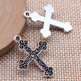 10pcs 31x23mm Antique Silver Color Cross Charms Pendant For DIY Jewelry Making Handmade Jewelry Craft Findings