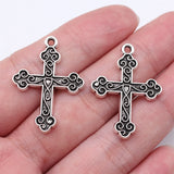 10pcs 31x23mm Antique Silver Color Cross Charms Pendant For DIY Jewelry Making Handmade Jewelry Craft Findings
