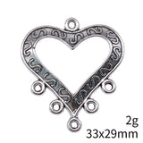10pcs 33x29mm Antique Silver Color Heart Earring Connector Pendant For DIY Jewelry Making Handmade Jewelry Findings