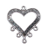 10pcs 33x29mm Antique Silver Color Heart Earring Connector Pendant For DIY Jewelry Making Handmade Jewelry Findings