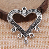 10pcs 33x29mm Antique Silver Color Heart Earring Connector Pendant For DIY Jewelry Making Handmade Jewelry Findings