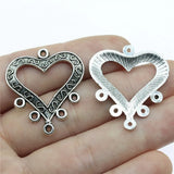 10pcs 33x29mm Antique Silver Color Heart Earring Connector Pendant For DIY Jewelry Making Handmade Jewelry Findings