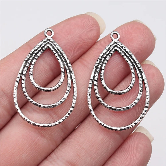 10pcs 35x22mm Antique Silver Color Triple Drop Earrings Pendant Earring Connector For Jewelry Making