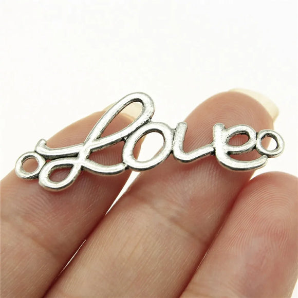 10pcs 37x14mm 2 Colors Love Connector Charms Pendant For DIY Jewelry Making Handmade Jewelry Craft Findings