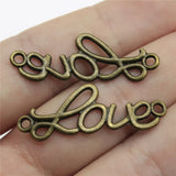 10pcs 37x14mm 2 Colors Love Connector Charms Pendant For DIY Jewelry Making Handmade Jewelry Craft Findings