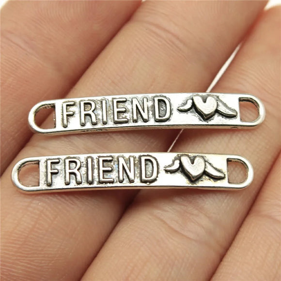 10pcs 39x6mm Antique Silver Color Friend Connector Charms Pendant For DIY Jewelry Making Jewelry Craft Findings
