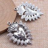 2pcs 44x33mm Antique Silver Color Gothic Heart Charms Pendant For DIY Jewelry Making Handmade Jewelry Craft Findings