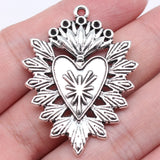 2pcs 44x33mm Antique Silver Color Gothic Heart Charms Pendant For DIY Jewelry Making Handmade Jewelry Craft Findings