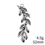 10pcs 52mm Antique Silver Color Olive Branch Charms Pendant For DIY Jewelry Making Handmade Jewelry Craft Findings