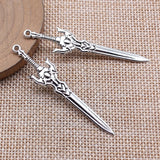 10pcs 59x13mm Antique Silver Color Acgn Cosplay Sword, Gun, Sword And Halberd Pendant Jewelry Findings