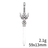 10pcs 59x13mm Antique Silver Color Acgn Cosplay Sword, Gun, Sword And Halberd Pendant Jewelry Findings