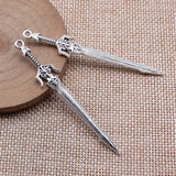 10pcs 69mm Antique Silver Color Acgn Cosplay Sword, Gun, Sword And Halberd Charms Pendant Jewelry Findings
