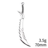 10pcs 70mm Antique Silver Color Acgn Cosplay Sword, Gun, Sword And Halberd Pendant Charms