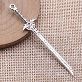 10pcs 70mm Antique Silver Color Acgn Cosplay Sword, Gun, Sword And Halberd Pendant For Jewelry Making
