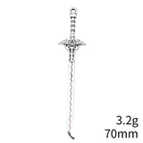 10pcs 70mm Antique Silver Color Acgn Cosplay Sword, Gun, Sword And Halberd Pendant For Jewelry Making