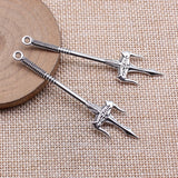 10pcs 71mm Antique Silver Color Acgn Cosplay Sword, Gun, Sword And Halberd Charms Pendant