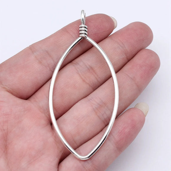 10pcs 74x33x2mm Antique Silver Color Hollow Geometric Glue Frame Series Marquise Frame For DIY Jewelry Making Findings