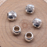 10pcs 9x9x8mm Antique Silver Color Round Carved Big Hole Beads Spacer Beads For DIY Jewelry Making Jewelry Findings