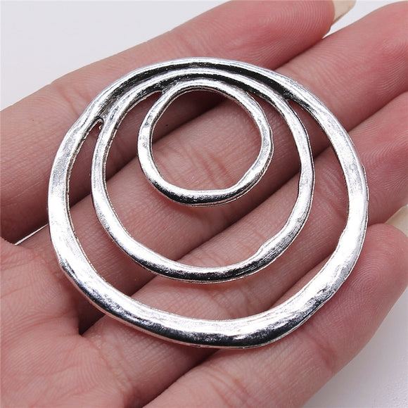 1pcs 49x51mm 3-Layer Circles Charms Pendant For Jewelry Making Antique Bronze Antique Silver Color Jewelry Accessories EF3996