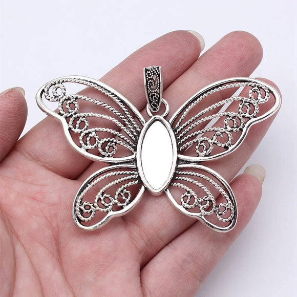 1pcs 76x49mm Antique Silver Color Butterfly Charms Pendant For DIY Jewelry Making Handmade Jewelry Craft Findings