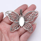 1pcs 76x49mm Antique Silver Color Butterfly Charms Pendant For DIY Jewelry Making Handmade Jewelry Craft Findings