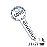 20pcs 11x27mm Antique Silver Color Love Key Charms Pendant For DIY Jewelry Making Handmade Jewelry Craft Findings