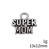 20pcs 13x12mm Antique Silver Color Super Mom Charms Pendant For DIY Jewelry Making Handmade Jewelry Craft Findings